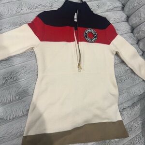 Red and Cream Quarter-Zip Sweater